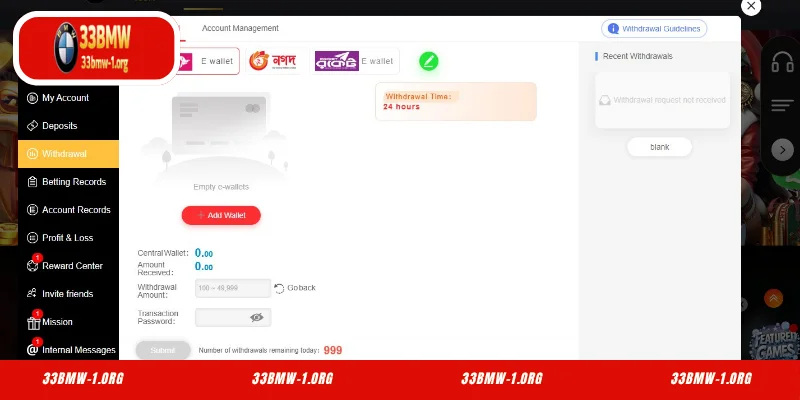 Withdraw 33 BMW via bKash quickly and easily