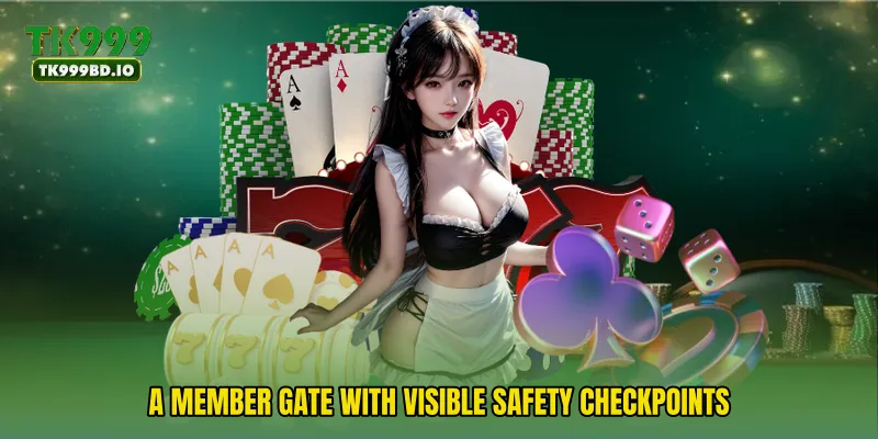A member gate with visible safety checkpoints