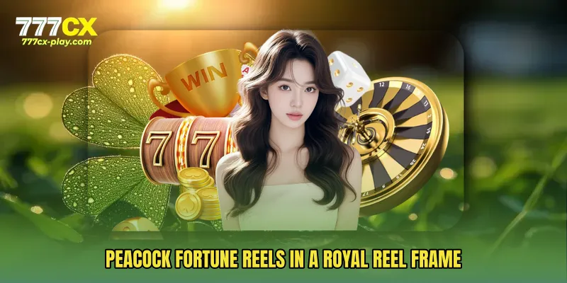 Peacock Fortune Reels in a royal reel frame